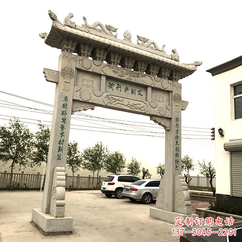 温州欣赏古老石材牌坊雕塑
