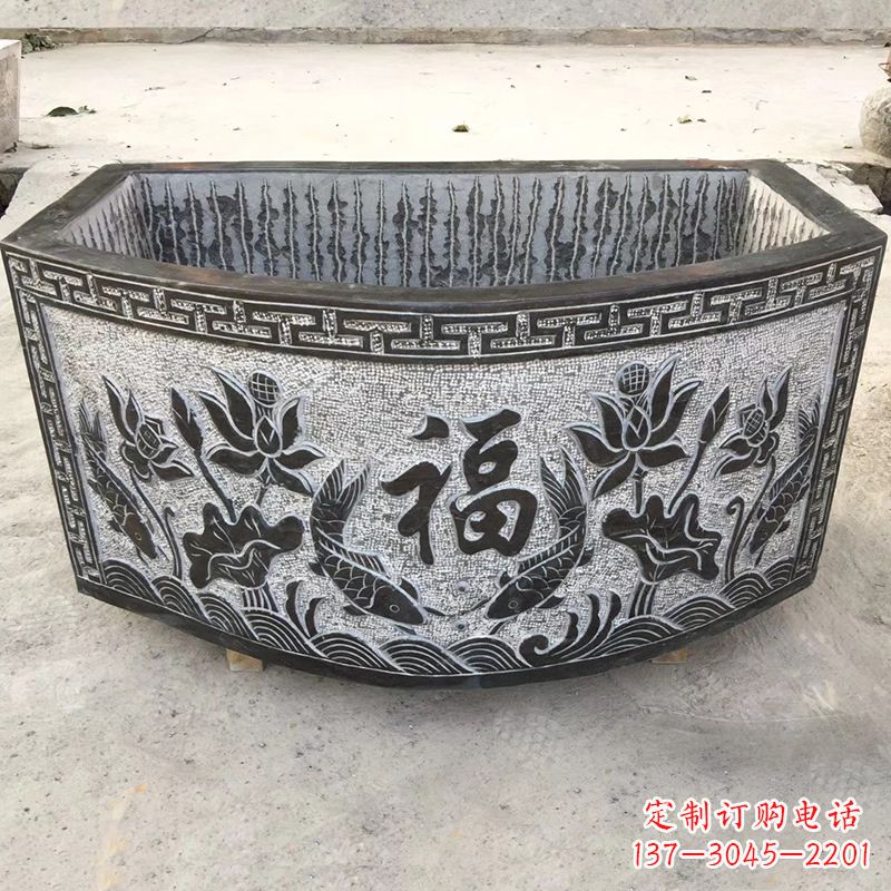 温州欣赏自然美景,石槽养鱼缸静谧雕塑
