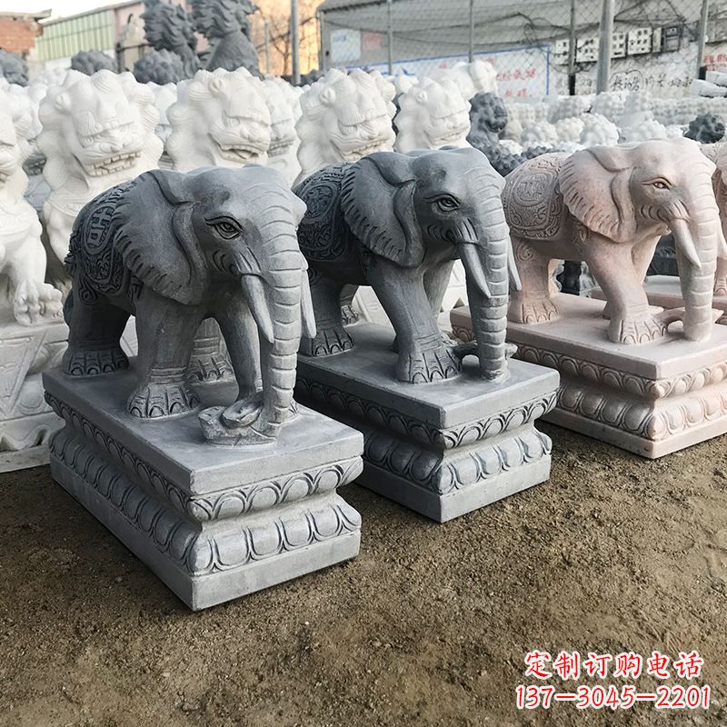 温州石雕 大象喷水