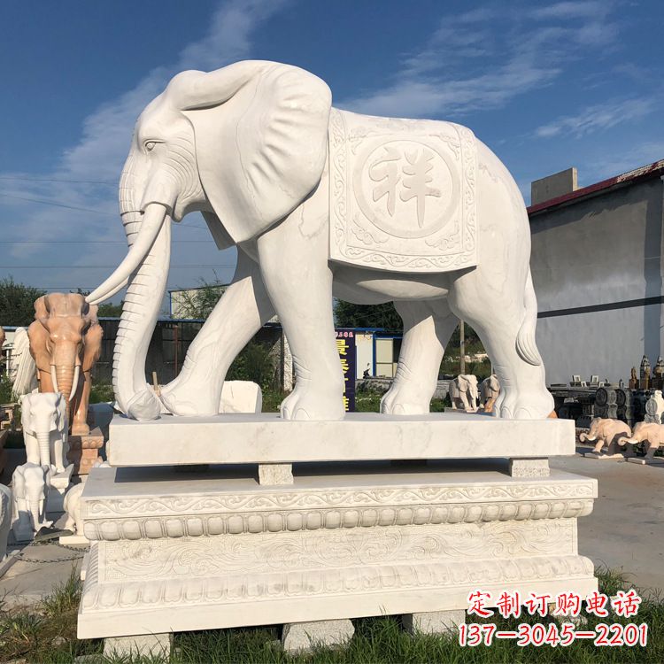 温州现代工艺石雕大象雕塑