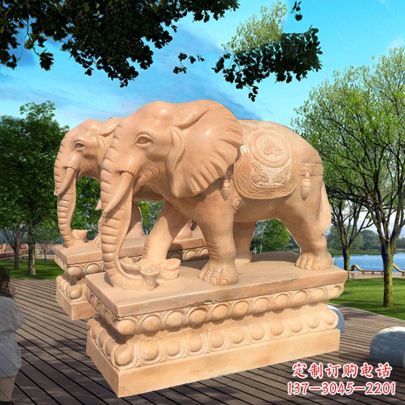 温州多色大象塑像,艺术雕刻体现彩色生活