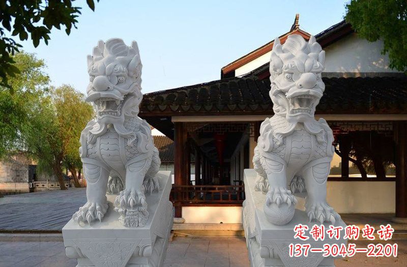 温州精美汉白玉麒麟雕塑