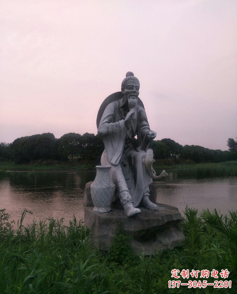 温州美观大气的姜太公石雕鱼钓雕塑