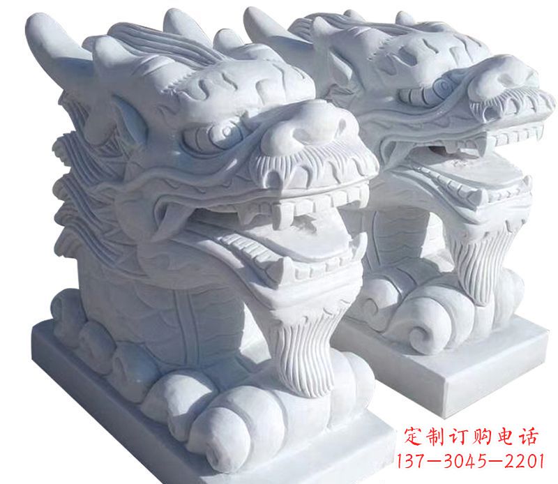 温州精致石雕龙头雕塑,打造建筑雕塑景观