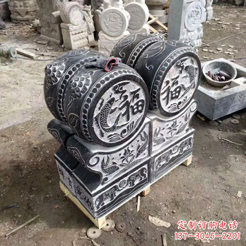 温州中领雕塑-石雕门墩貔貅抱鼓