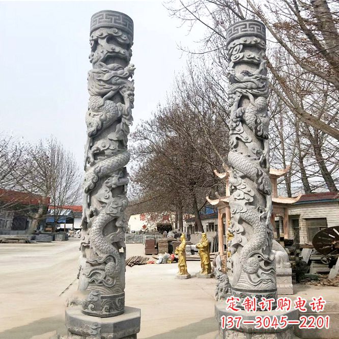 温州中领雕塑传统工艺制作精美石雕盘龙柱