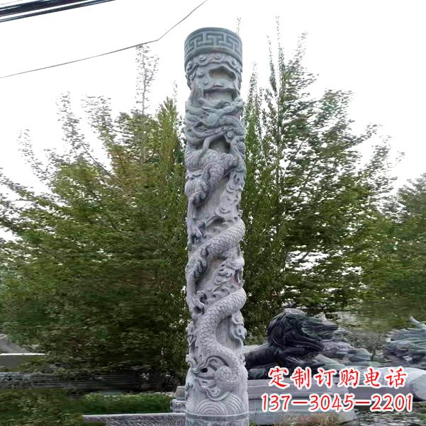温州华贵典雅的石雕盘龙柱雕塑