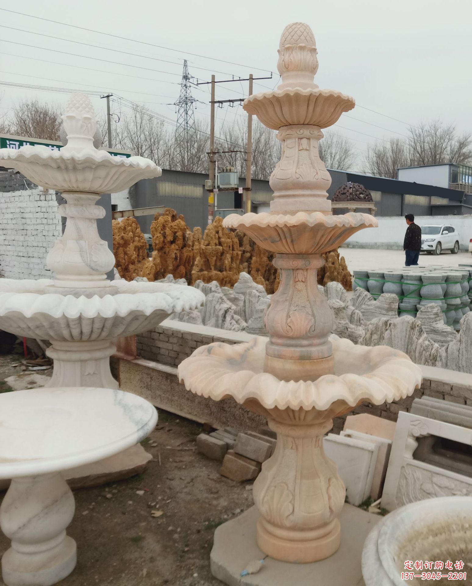 温州精美石雕喷泉风水球,为家居增添灵气