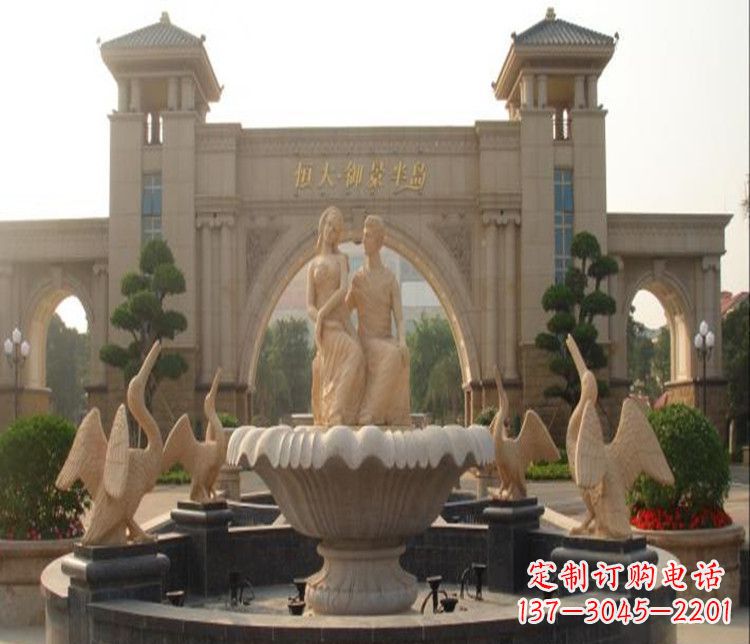 温州石雕西方人物喷泉雕塑