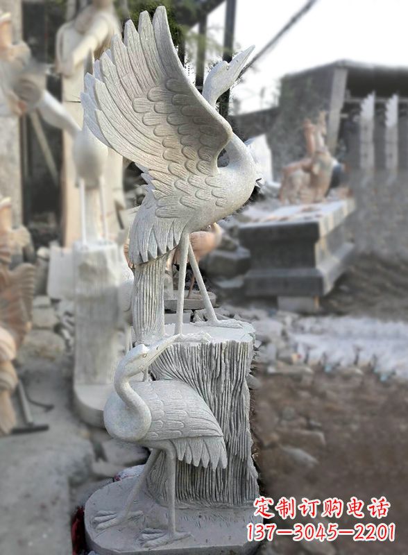 温州石雕仙鹤景观摆件