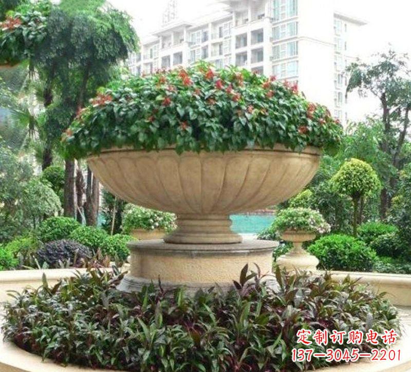 温州石雕小区花盆