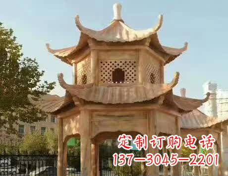 温州石雕小区景观双层凉亭