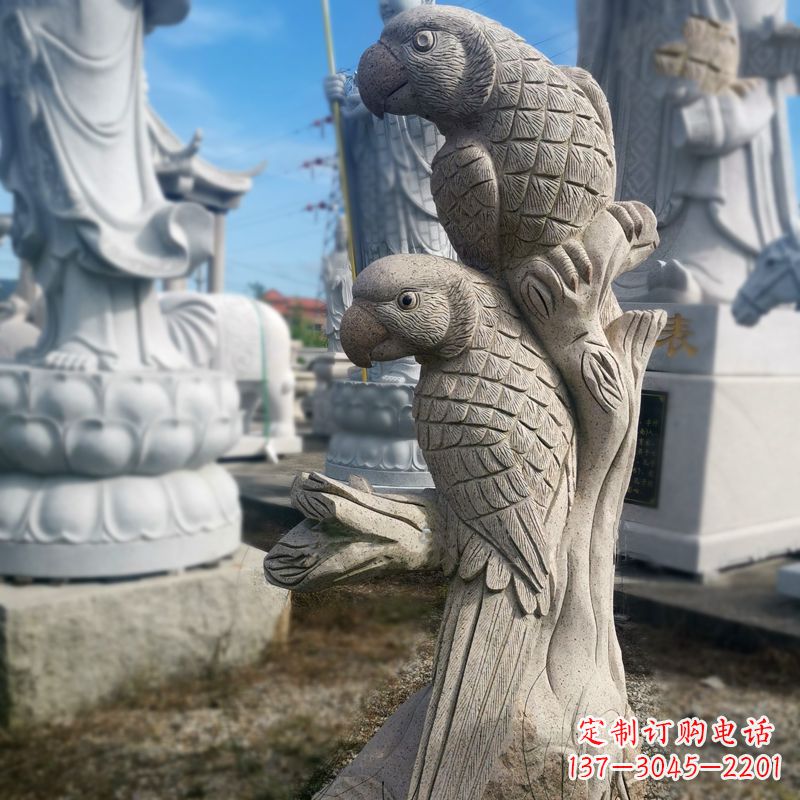 温州石雕鹦鹉景观雕塑摆件