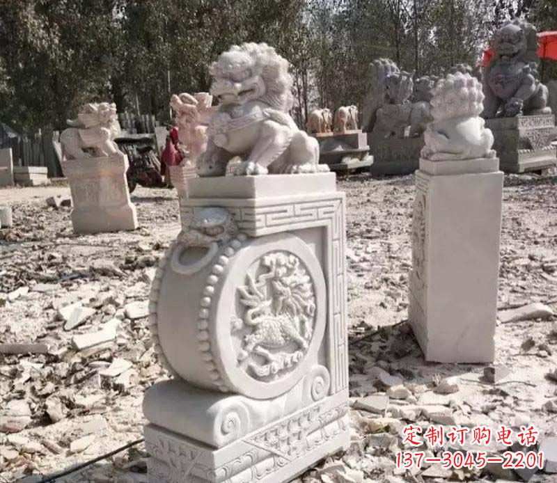 温州石雕园林狮子抱鼓石