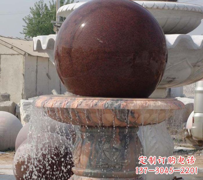 温州石来运转小型风水球喷泉石雕