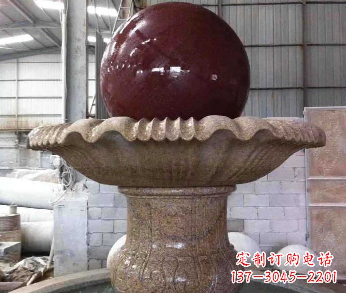 温州石来运转小型风水球喷泉石雕 (2)