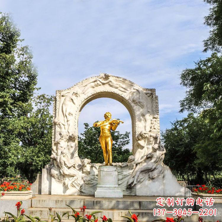 温州世界名人古典主义作曲家莫扎特公园铜雕像