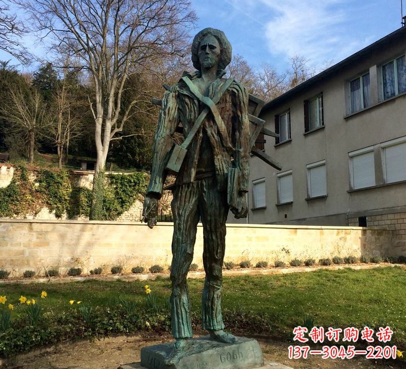 温州世界名人荷兰印象画派画家梵高青铜雕像