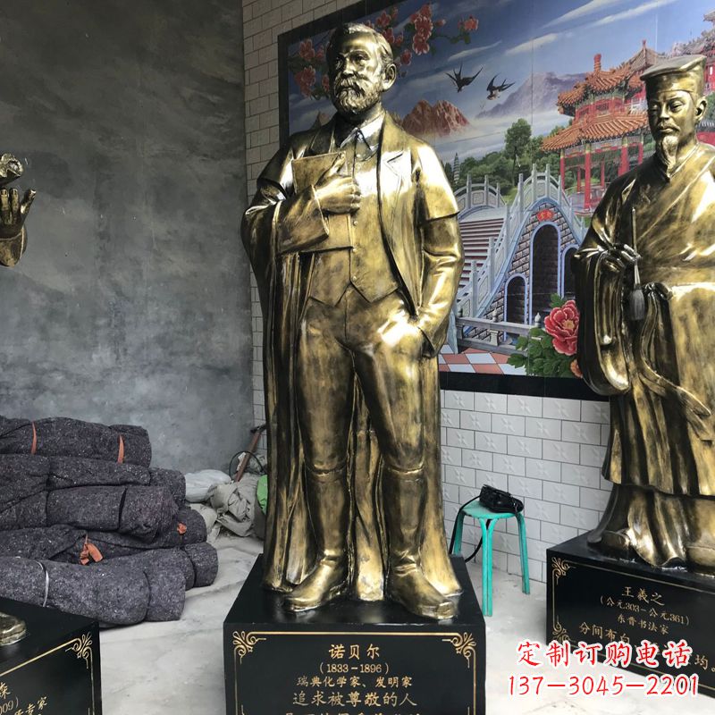 温州世界名人瑞典著名化学家诺贝尔仿铜雕像