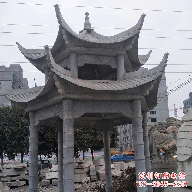温州双层八角石雕凉亭
