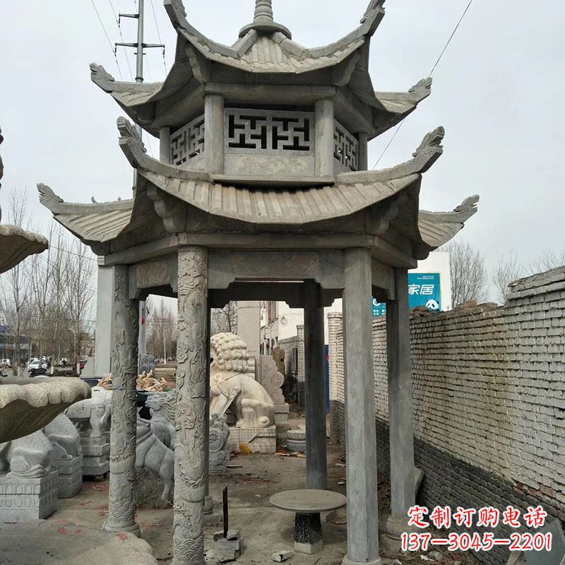 温州双层大理石凉亭雕塑