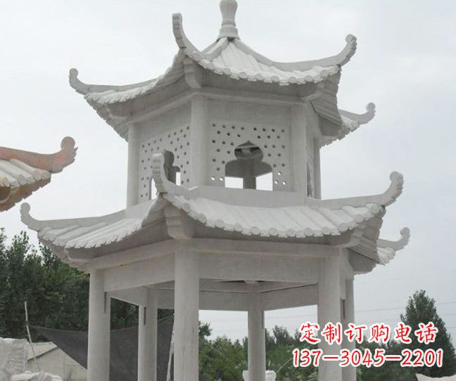 温州双层大理石凉亭石雕