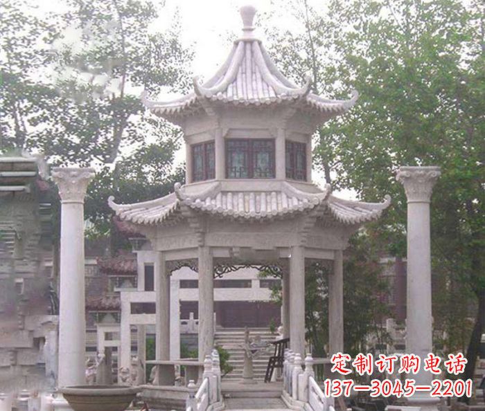 温州双层仿古凉亭石雕 (3)