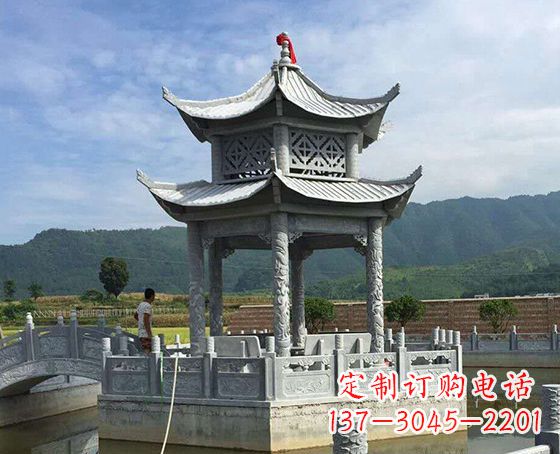 温州双层仿古凉亭石雕_1