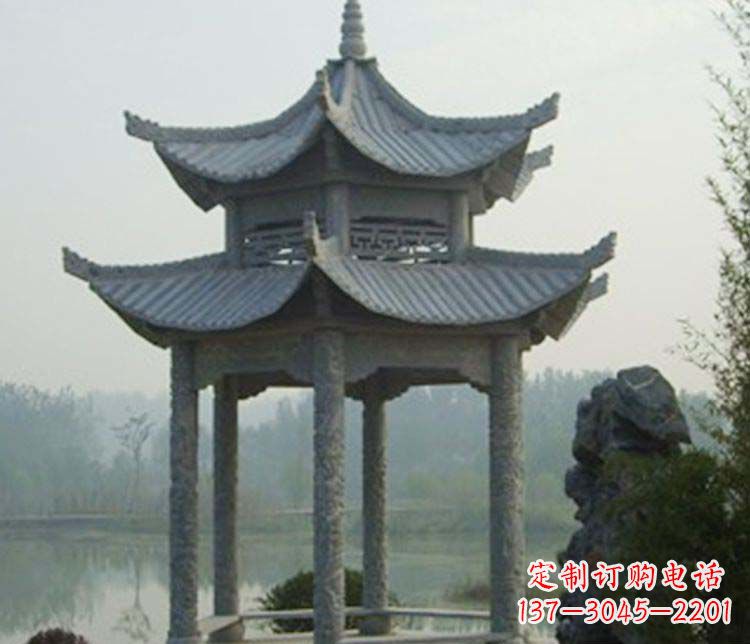温州双层仿古凉亭石雕_2