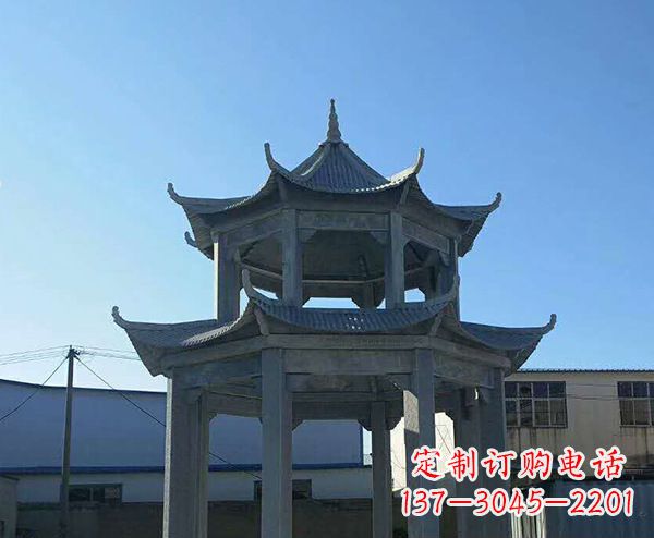 温州双层仿古石凉亭石雕_1