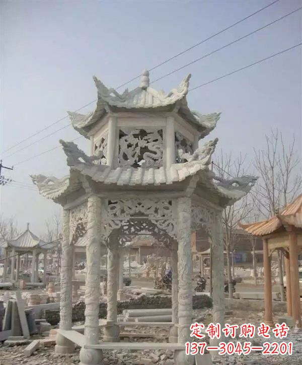 温州双层凉亭石雕