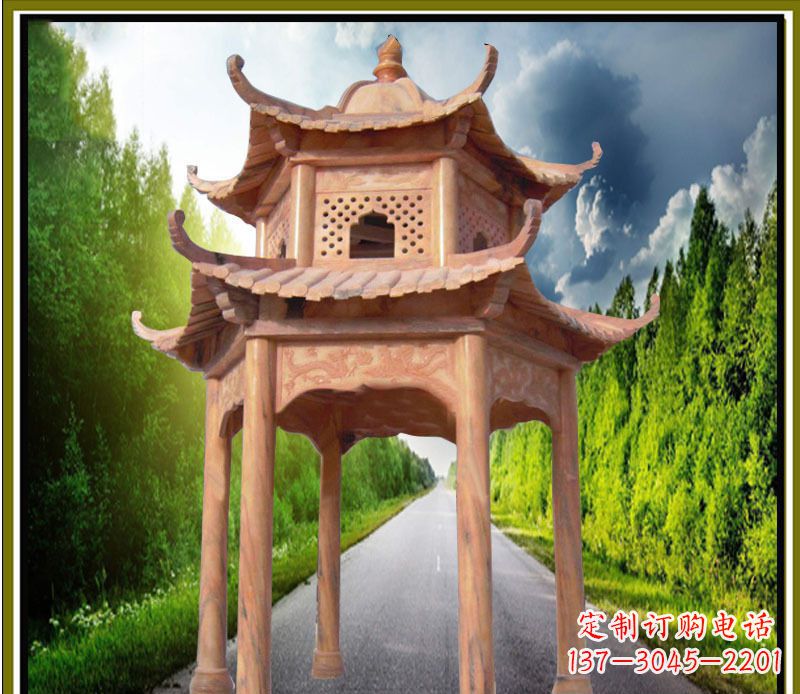 温州双层凉亭园林石雕