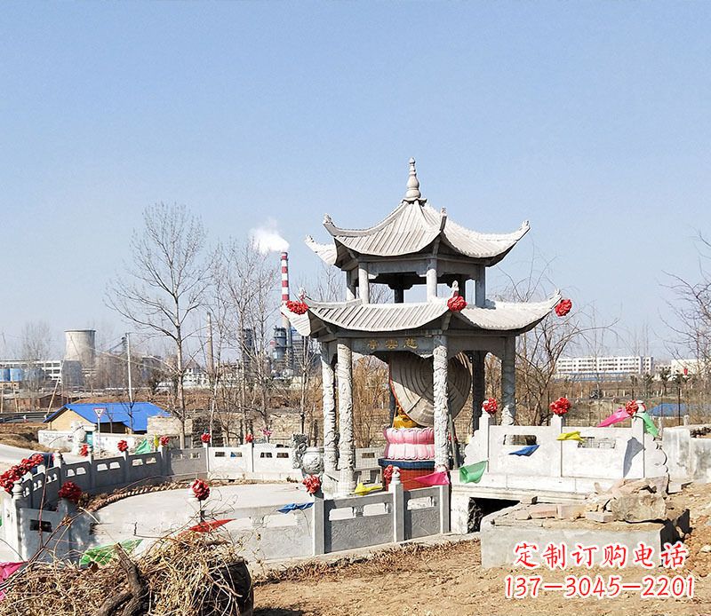 温州双层石凉亭石雕 (2)