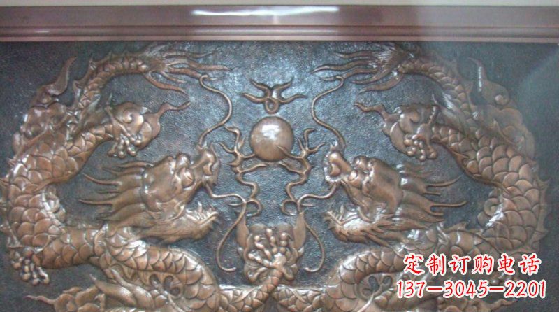 温州双龙戏珠锻铜浮雕