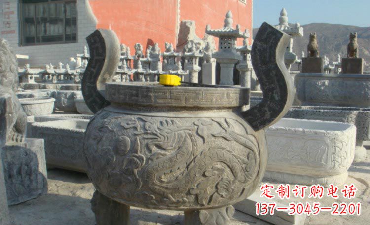 温州双龙戏珠浮雕香炉铜雕