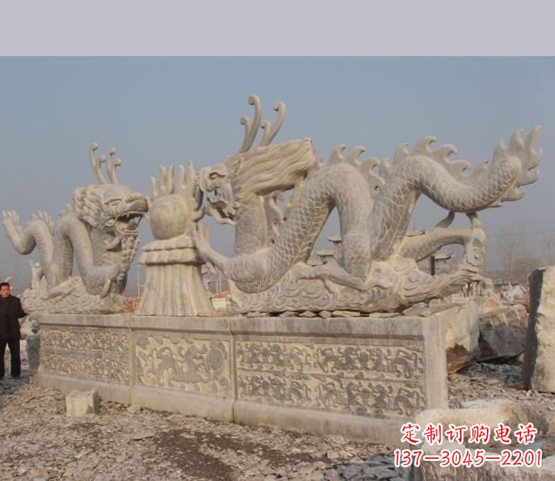温州双龙戏珠石雕