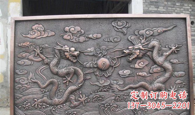 温州双龙戏珠铸铜壁画铜浮雕