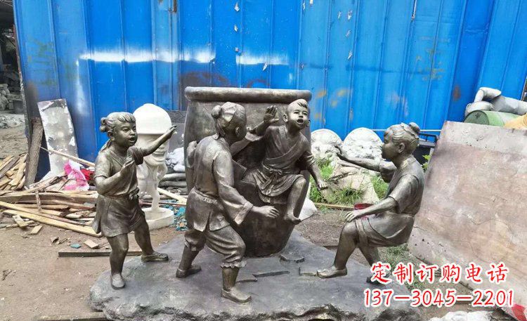 温州司马光砸缸铜雕 (2)
