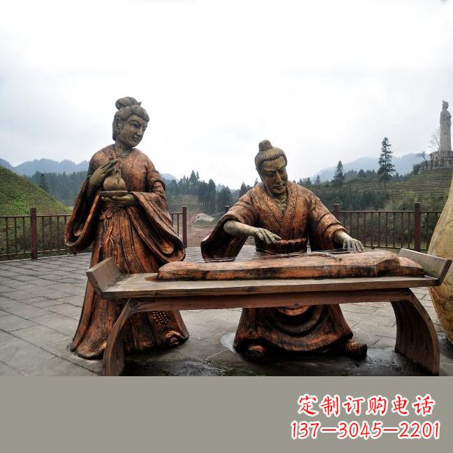 温州司马相如与卓文君铜雕塑像-城市广场历史名人情景雕塑