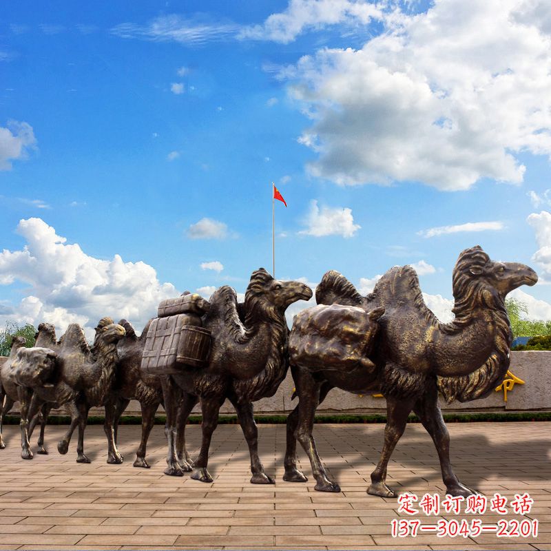温州丝绸之路骆驼队仿铜景观雕塑