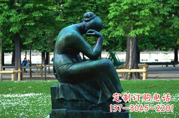 温州思考的女人青铜人物铜雕