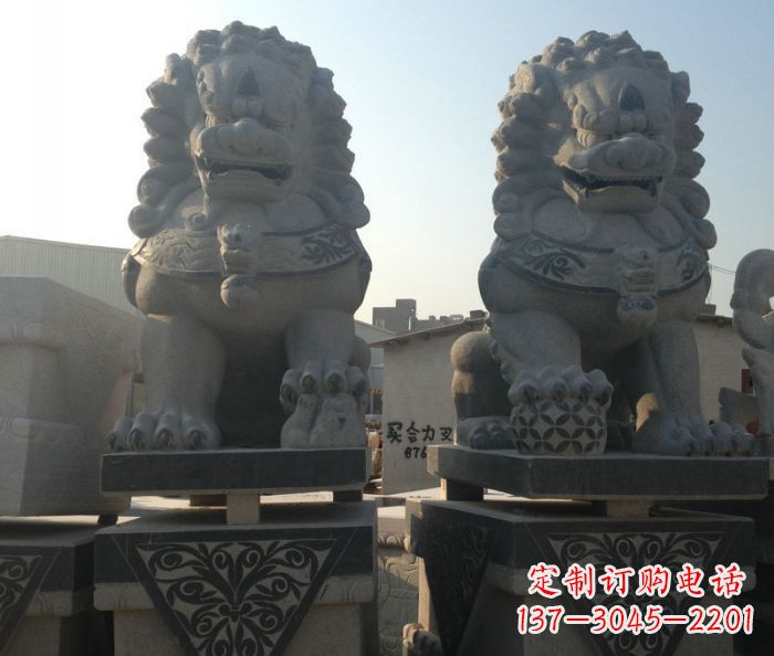 温州寺庙景观仿古石狮子 (2)