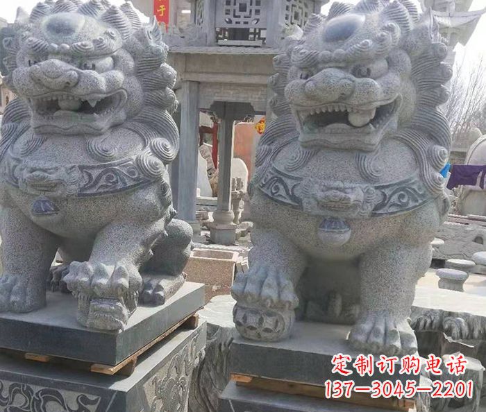 温州寺庙景观仿古石狮子 (3)
