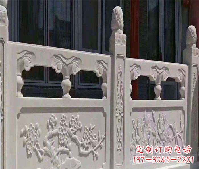 温州寺庙景观汉白玉石浮雕栏板 (2)