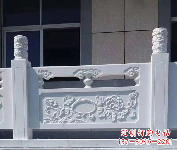 温州寺庙景观汉白玉石浮雕栏板 (4)