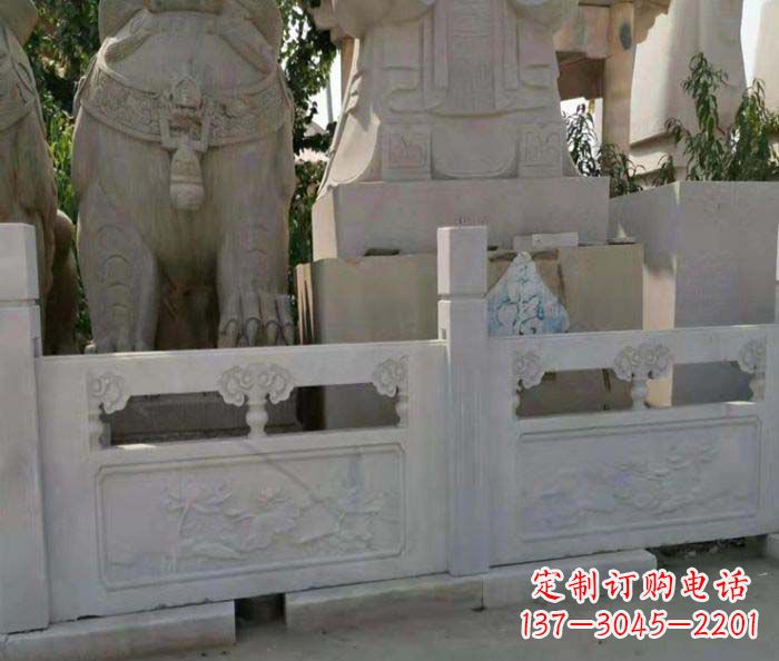 温州寺庙景观汉白玉石浮雕栏板