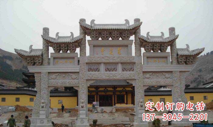温州寺庙景观三门五楼石牌坊