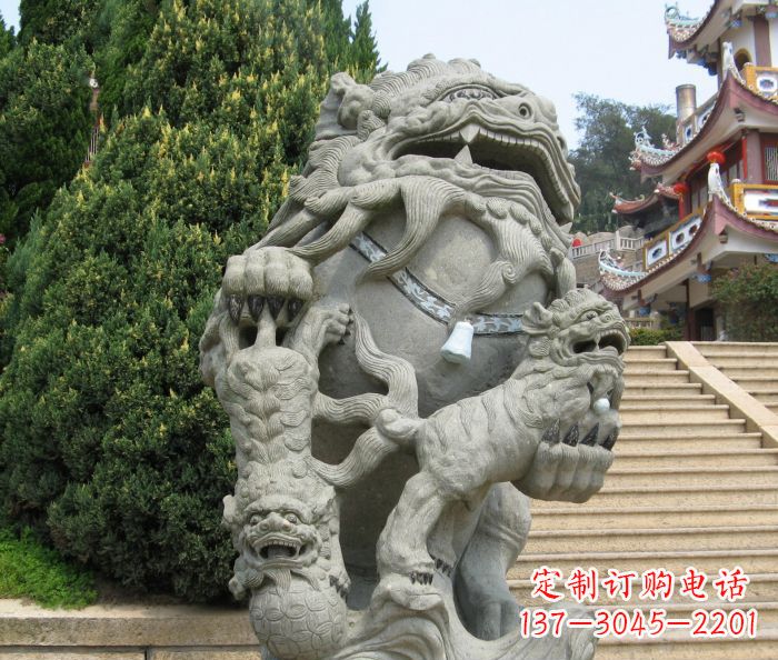 温州寺庙景观狮子石雕