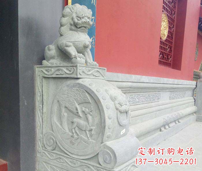 温州寺庙景观狮子石门墩抱鼓石