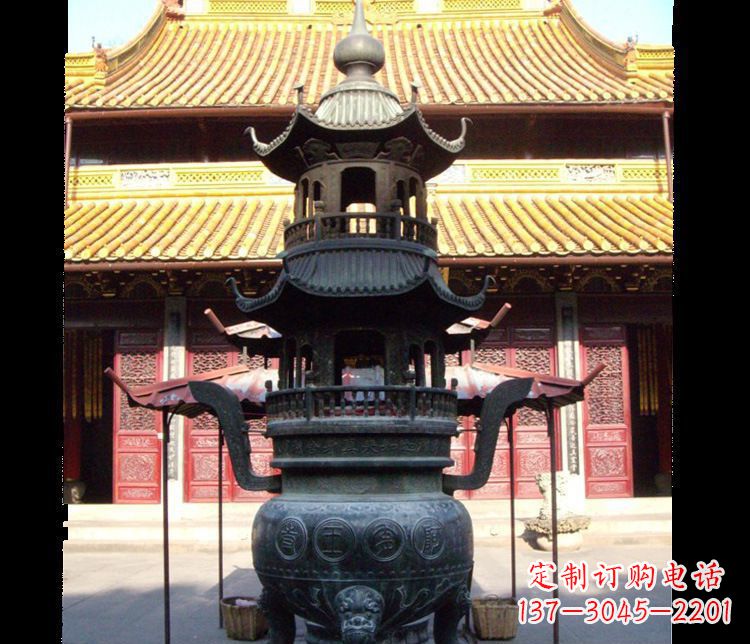 温州寺庙景观香炉铜雕